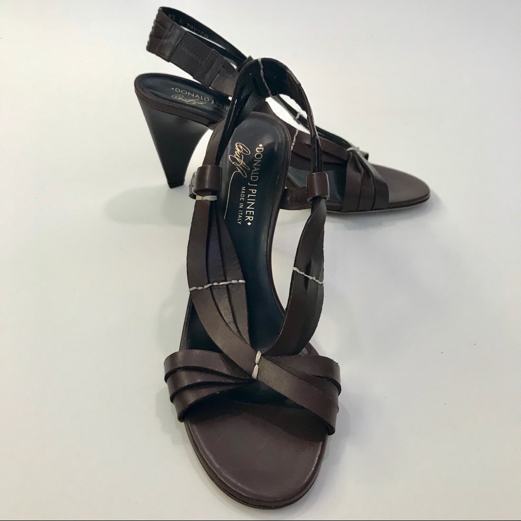 Donald J. Pliner Brown Leather Strappy Heels